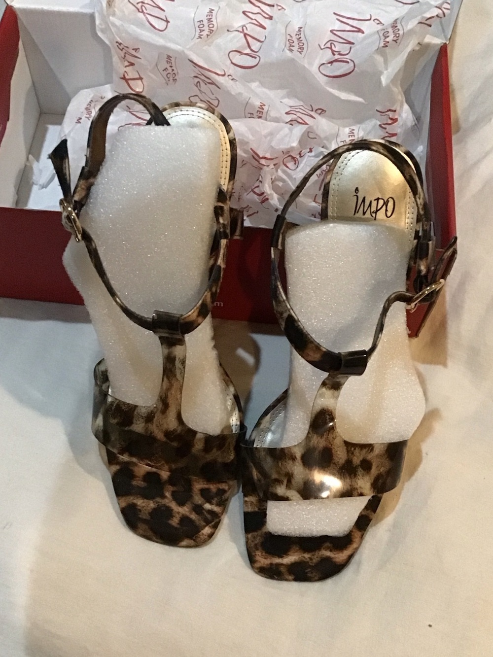 Impo Leopard Print T-Strap Heeled Sandals - Brown